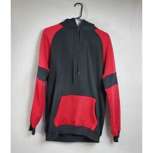 HHGKED Hoodie Black Red Color Block Pullover Hooded Sweatshirt Men Size M